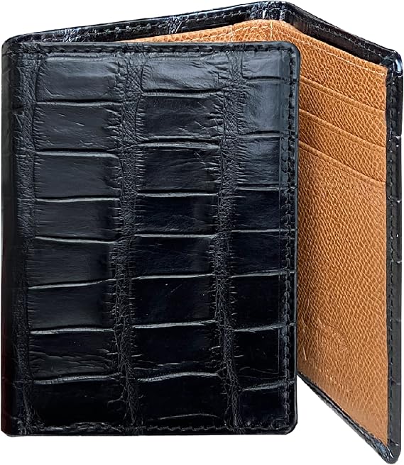 HATA Black Men AIIigator Trifold Wallet Large Capacity Triple Fold with 8 Credit Card Slots Premium Front Pocket Leather Wallet RFID Blocking Birthday Gift Dad Husband Brother TRI16