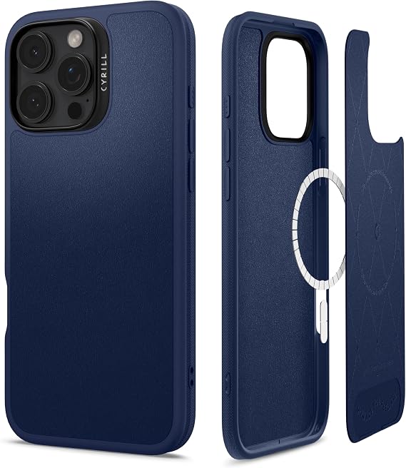 Spigen Ciel by CYRILL iPhone 16 Pro Max ile Uyumlu MagSafe Kılıf Kajuk Mag Vegan Deri Lacivert Kapak - ACS08399 (Spigen TR Garantili)