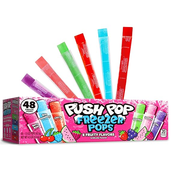 Push Pop Freezer Pops - Ice Popsicles Frozen Individually Wrapped