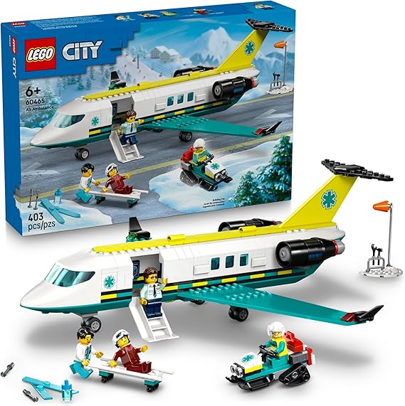 LEGO City Emergency Air Ambulance Airplane Building Toy for Kids - Pretend Play Rescue Airplane Model for Boys & Girls, Ages 6+ Building Blocks W/Hero Minifigures - Gift Idea for Birthdays - 60465