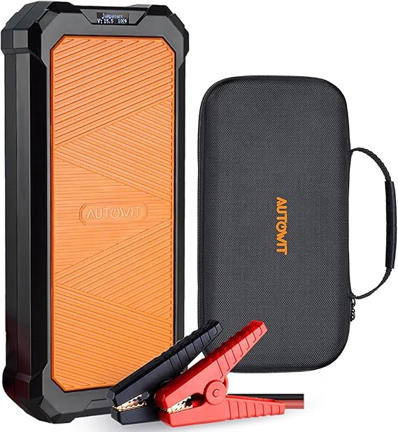 Autowit Super Capacitor Jump Starter, 12V Batteryless Portable | Jumper Cables for 8.0 Gas & 4.0 Diesel Car, Built-in Supercapacitor, No Need Pre-Charge