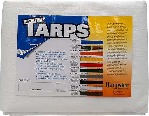 Heavy Duty White Tarp 6 OZ., 12'x20'