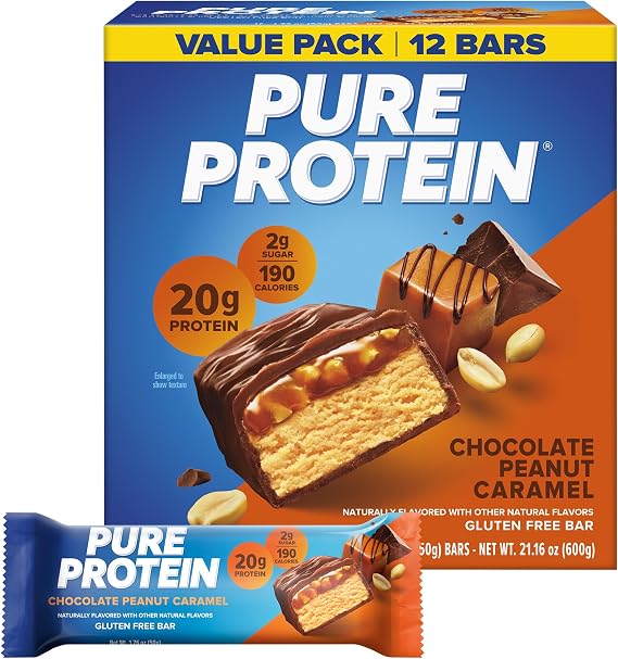 Pure Protein Pure Protein Bar Chocolate Peanut Caramel 12 Bars 1 76 oz 50 g