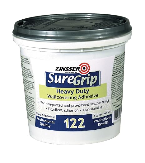 Zinsser SureGrip Heavy Duty Wallcovering Adhesive, Quart, 6-Pack