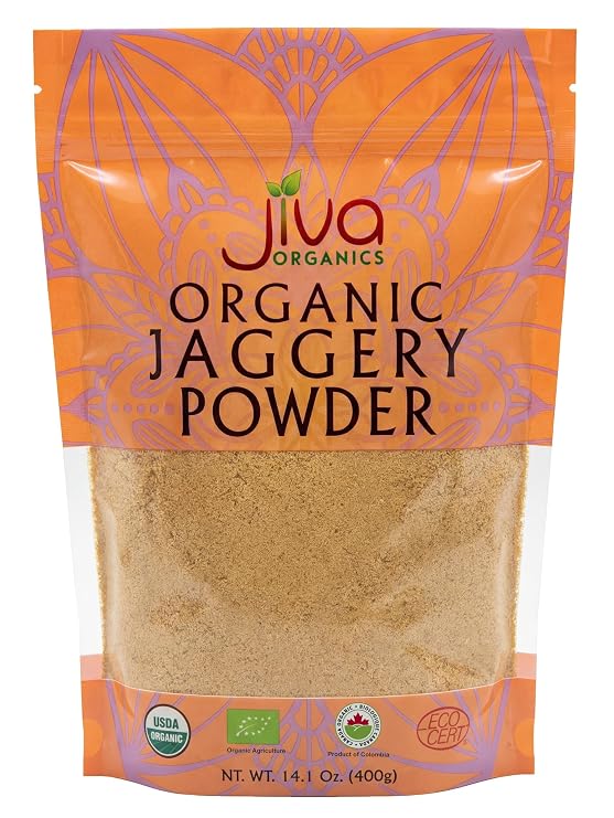 Jiva Organics Organic Jaggery Powder 14 Ounce - (Gur, Panela) - Raw & Natural!