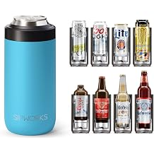 Universal Can Cooler - Fits All - Insulated Slim Can Cooler for Regular 12 oz & 16 oz or Slim Cans & Bottles - Double-Walled Stainless Steel Skinny Can Koozies | Sky Blue
