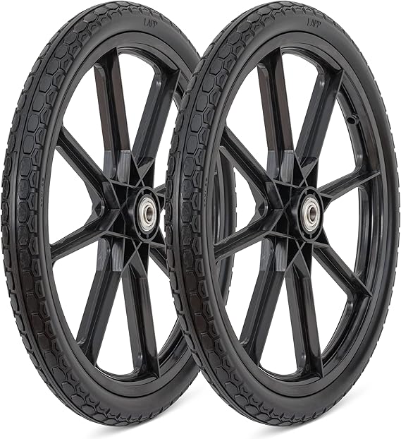 Lapp Wagons Plastic Spoke Wheels for Garden Carts - Set of 2 Durable Flat Free Wheels - 20" x1.95" with 5/8" Bearing