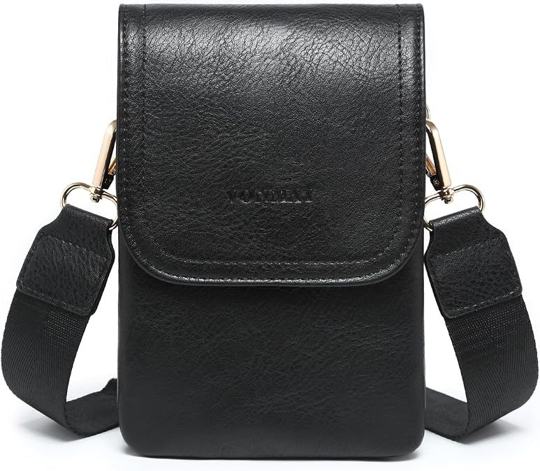 VONMAY Vegan Leather Small Crossbody Bags for Women, 3 Compartment Cell Phone Wallet Purses with Adjustable Guitar Strap | Vegan Leather
