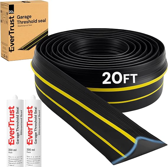 20Ft/6M Garage Threshold Seal Strip + 2pc 300ml Sealant Adhesive