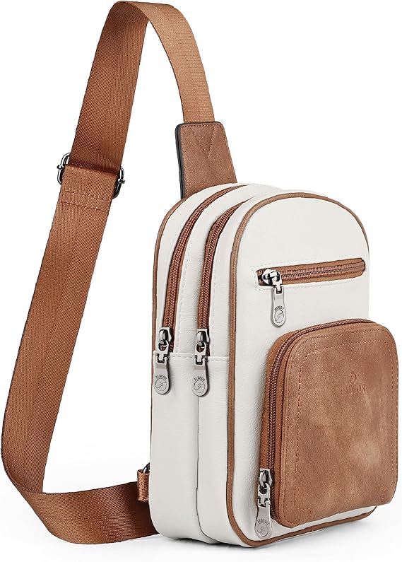 FADEON Sling Bags for Women Crossbody Bag, Designer PU Leather Sling Purse | Multi-Pocket Packs with Card Slot Purse, Storage Pockets to Organize Small Items for Daily, Shopping and Short Trips
