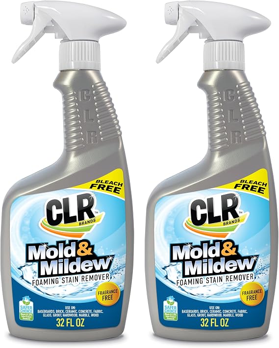 CLR Brands Mold and Mildew Stain Remover, 32 oz. Spray Bottle, Pack of 2, Multi-Surface Stain Remover, Works on Tile, Wood, Concrete, Glass, and More