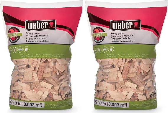 Weber Apple Wood Chips, 2 lb, Pack of 2 | For Grilling and Smoking