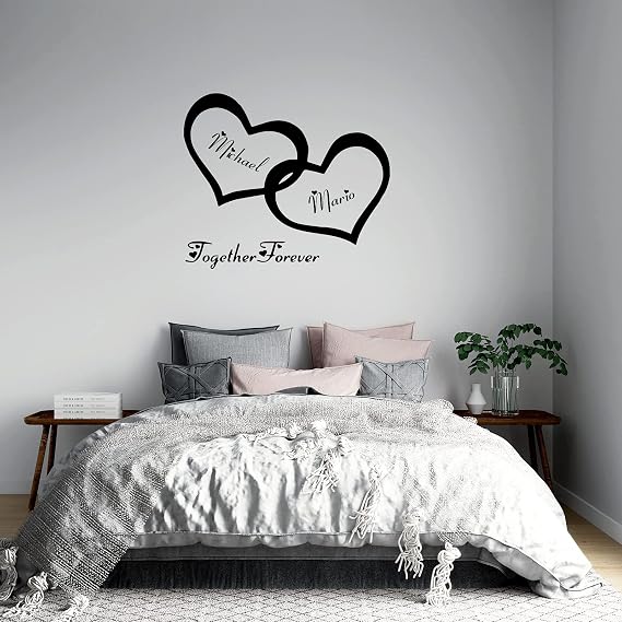 Husband and Wife Couples Love Custom Name Self Adhesive Vinyl Wallpaper for Bedroom Living Room DIY Mural Decoration Removable Decor Wall Decals