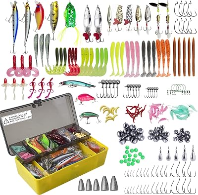FREE FISHER 318pcs Fishing Lures Baits Accessories Kit Including Fishing Soft Lures, Hooks, Weights Sinkers, Jigs, Crankbait, Minnow, Swivels, Beads Terminal Tackle Kits for Fresh and Saltwater