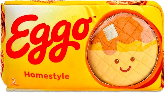iscream Eggo Waffles Package 14" x 7" Pillow Set with 2 Plushie Waffle Mini Pillows