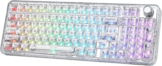 YUNZII X98 Clear Wireless Mechanical Keyboard(White, Crystal Switch)