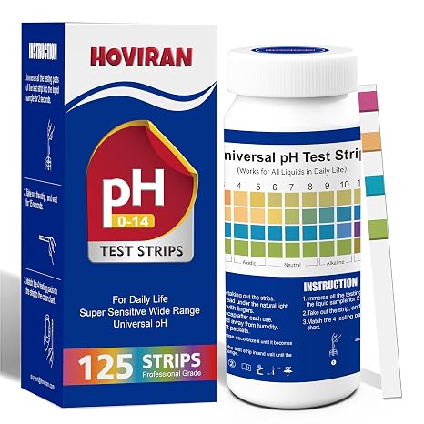 Universal pH Test Strips 0-14, Quick Accurate pH Testing Kit 125ct