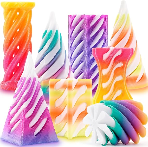 8 Pcs Impossible Cone Fidget Toys Set, 3D Printed Pyramid Spiral Cone