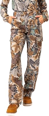 Realtree Womens All-Season Hunting Pants Camo, Moisture-Wicking, 6-Pocket Cargo Design, Lightweight & Durable