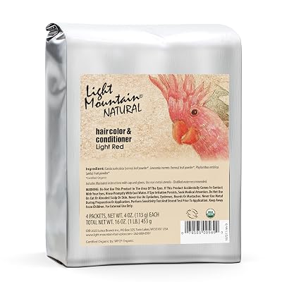 Light Mountain Henna Hair Color & Conditioner - Light Red Hair Dye for MenWomen, Organic Henna Leaf Powder and Botanicals, Chemical-Free, Semi-Permanent Hair Color, 16 Oz