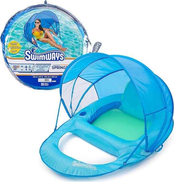 SwimWays Spring Float Premium Recliner Pool Lounger, Inflatable Pool Floats Adult with Fast Inflation for Ages 15 &