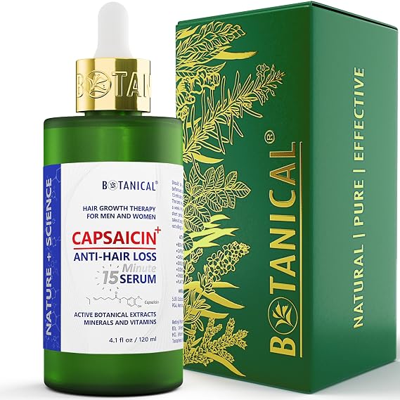 Botanical Capsaicin Anti Hair Loss Pre-Shampoo Treatment With Caffeine & Biotin for Hair Thinning Prevention Natural Oil-Free Hair Anti-Hair Thinning Tonic For Men & Women 4.1 Fl Oz