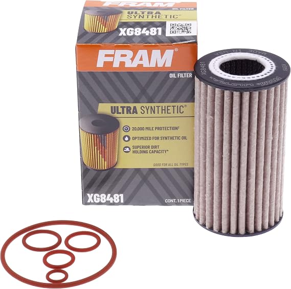 FRAM Ultra Synthetic Automotive Replacement Oil Filter, Designed for Synthetic Oil Changes Lasting up to 20k Miles, XG8481 (Pack of 1)