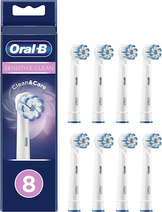 Oral-B Sensitive Clean Replacement Brush Heads x 8 Original Refill for Electric Toothbrush, White, 200 gram