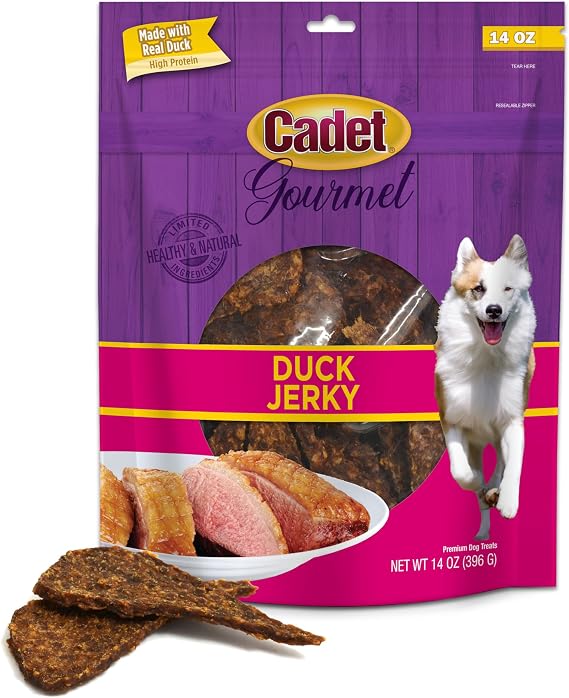Cadet Gourmet Jerky Duck Dog Treats, 14 oz | Made with real duck, dog treats for training, high protein, natural & healthy dog treats for small & large breeds