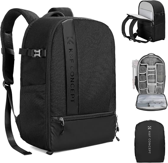 K&F Concept Camera Backpack Professional DSLR Camera Bag Waterproof Photography Bag for DSLR Cameras 15 inch with Laptop/Tripod/Lenses Large Capacity Bag