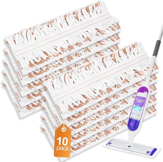 10 PCS Disposable Power Mop Refill Pads Compatible with Swiffer Power Mop