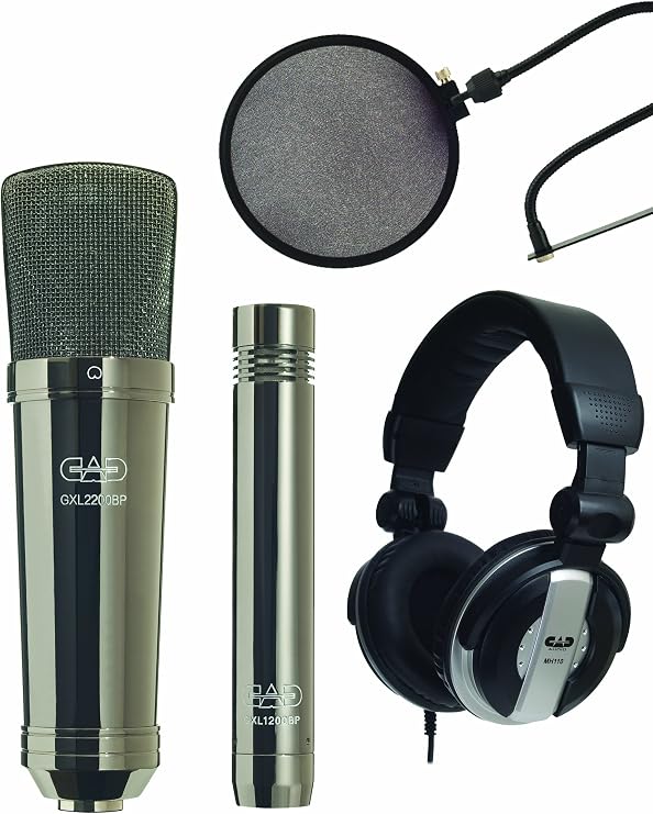 CAD Audio GXL2200SPBP Studio Pack - Includes GXL 2200BP, GXL1200BP and Pop Filter, Black Chrome Finish