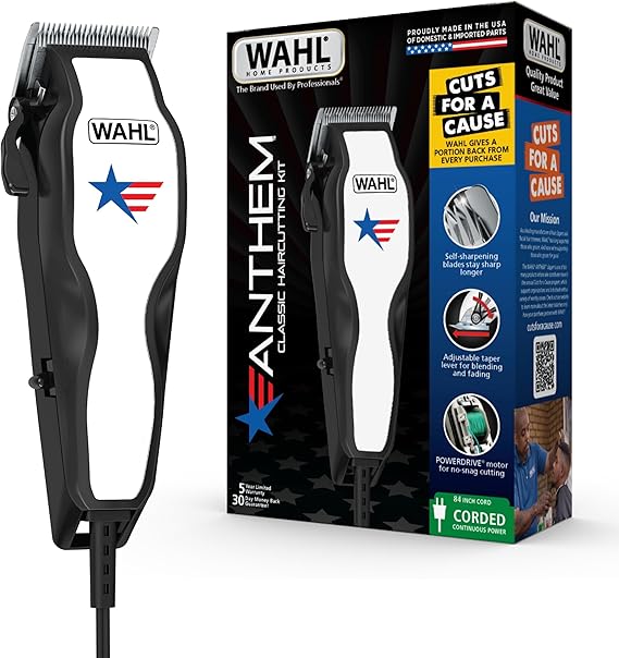 Wahl USA Anthem Classic Haircutting Kit Corded Hair Clipper for Men with No-Snag Blades, Powerful POWERDRIVE Motor & Adjustable Fade Lever Model 3029140