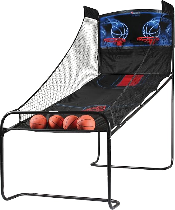 Atomic Jumpball Deluxe Double Electronic Basketball Shootout 2-Player Arcade Basketball Game with Infrared Scoring, Timer, Steel Frame, 4 Mini Basketballs & Air Pump