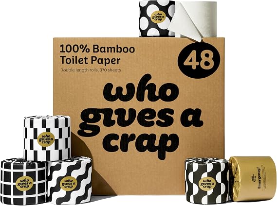 Who Gives A Crap – Premium Bamboo Toilet Roll | Box of 48 Toilet Rolls (3-Ply, 370 Sheets) | Soft, Strong, Sustainable, Biodegradable, Plastic-Free