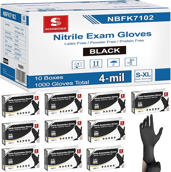 Schneider Nitrile Gloves, Gloves Disposable Latex Free, Powder Free