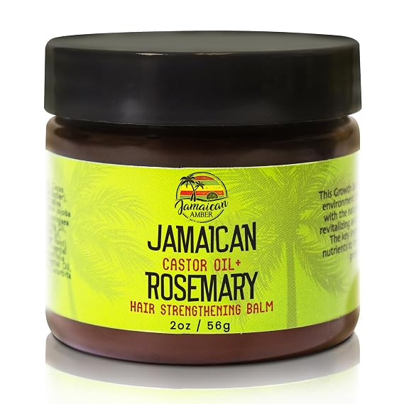JAMAICAN Ambre Hair Strengthening Balm - 2 fl oz | Powerful Blend with Castor Oil & Rosemary for Strong, Thick, and Longer Hair | Nourishing Formula for Healthy, Beautiful Hair