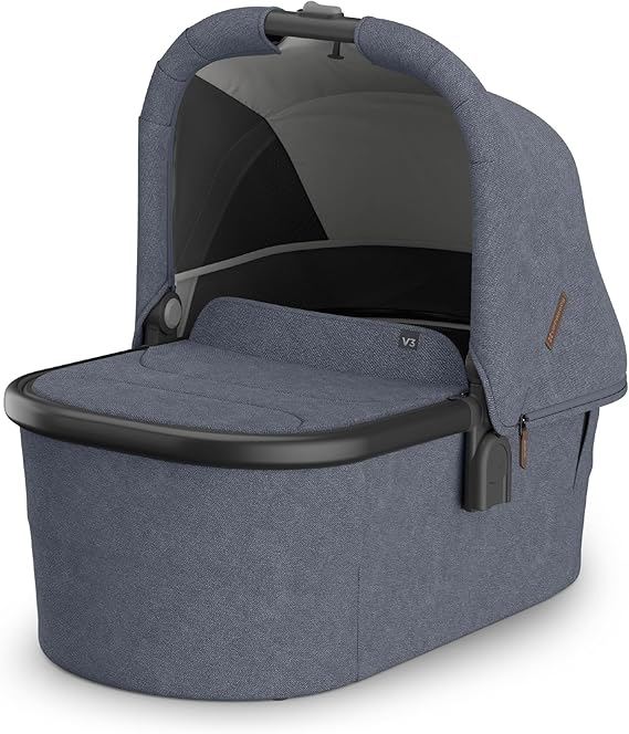 UPPAbaby Bassinet V3 - Compatible with Vista, Cruz, Ridge Strollers - Overnight Sleep Solution - Mattress, Sheet and Bug Shield Included - Julian (Dusty Blue Melange)