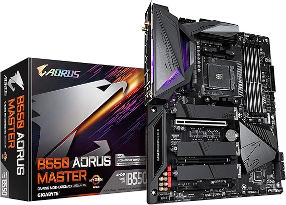 GIGABYTE B550 AORUS Master (AM4 AMD/B550/ATX/Triple M.2/SATA 6Gb/s/USB 3.2 Gen 2/WiFi 6/Realtek ALC1220-Vb/Fins-Array Heatsink/RGB Fusion 2.0/DDR4/Gaming Motherboard)