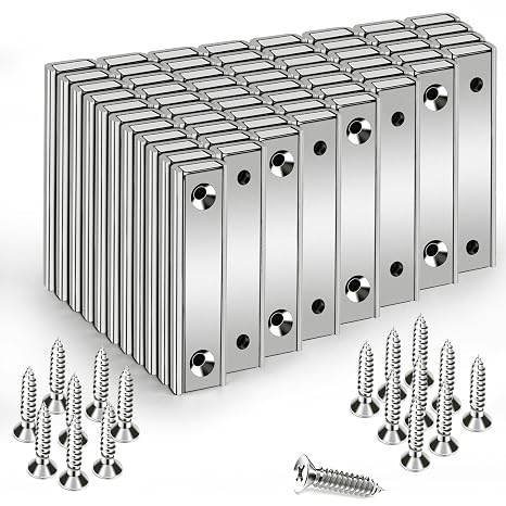 LOVIMAG Neodymium Strong Bar Magnets with Screws Holes 60Pack, 80lbs