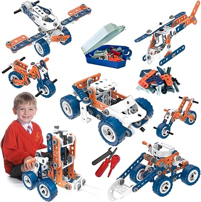 12 in 1 STEM Toys for 4 5 6 7 8 Year Old Boy Building Toys Kids Age 4-8 5-7, 152 PCS Construction Blocks for Preschool Kids Educational STEM Kits Engineering Creative Christmas Birthday Gifts
