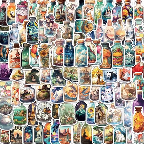 100 Pcs Vinyl Stickers Pack for Water Bottles, Laptop, Phone - Cute Aesthetic Die-Cut Stickers for Adults, Teens (Matte Waterproof, No Repeat Designs)
