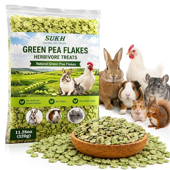 Sukh 11.28 oz Pea Flakes for Guinea Pigs - Green Pea Small Animal Treats