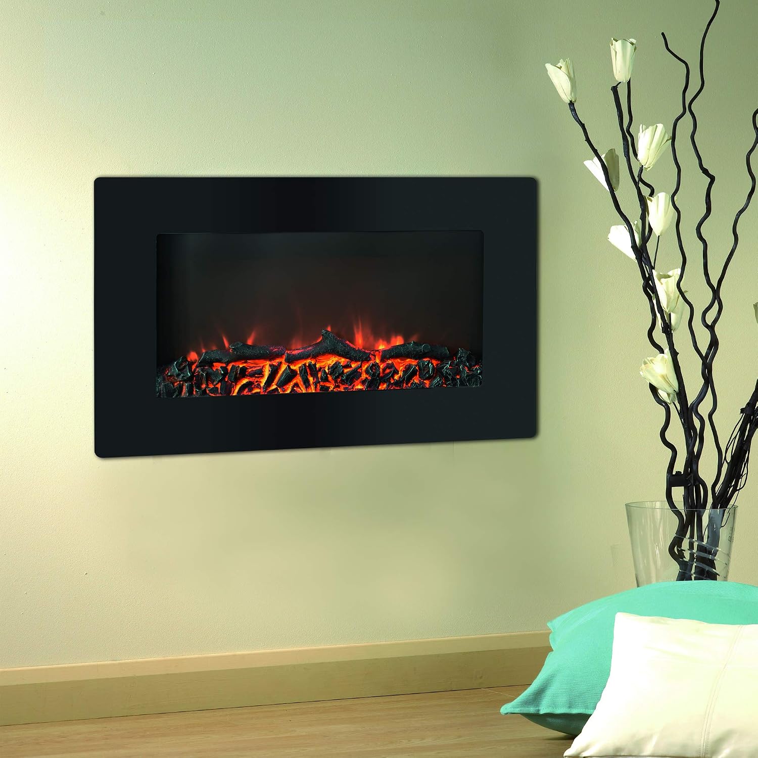 Cambridge Callisto 30 In. Wall-Mount Electronic Fireplace with Flat-Panel and Realistic Logs