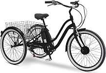 sixthreezero EVRYjourney Adult Electric Tricycle, 7-Speed Step-Through eTrike Touring Hybrid 3 Wheel eBike, 250 Watt Motor, 26 Inch Wheels