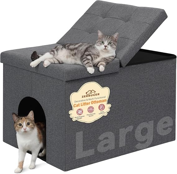 Zerbuger Cat Litter Box Enclosure Furniture for Odor Control,Hidden Cabinet