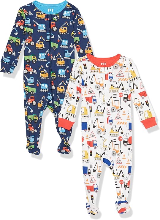 The Children's Place boys And Toddler Snug Fit 100% Cotton Zip-front One Piece Footed Pajamas 2-pack