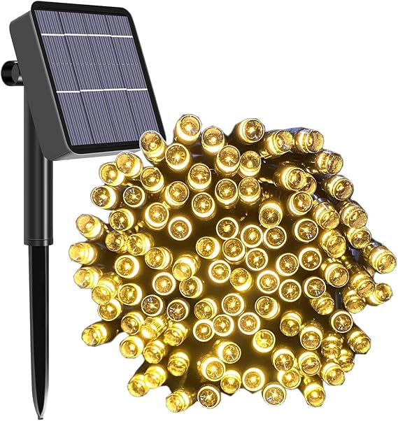 Solar String Lights Outdoor, 65ft 200 LED Solar Garden Fairy Lights Waterproof 8 Modes Solar Powered Decorative Lights for Patio, Garden, Yard, Tree, Home, Party - Warm White [Energy Class A+++] [Energy Class A++]