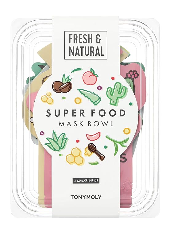 TONYMOLY Super Food Mask Bowl - Antioxidant Korean Face Sheet Mask Set