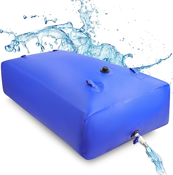 Ruralty Water Tank for Camping - 142 Gallon Capacity PVC Collapsible Water Bladder Bag, Garden Watering, Detailing, or Emergency Storage - Foldable Plastic Water Storage Tank with Dispensing Valve